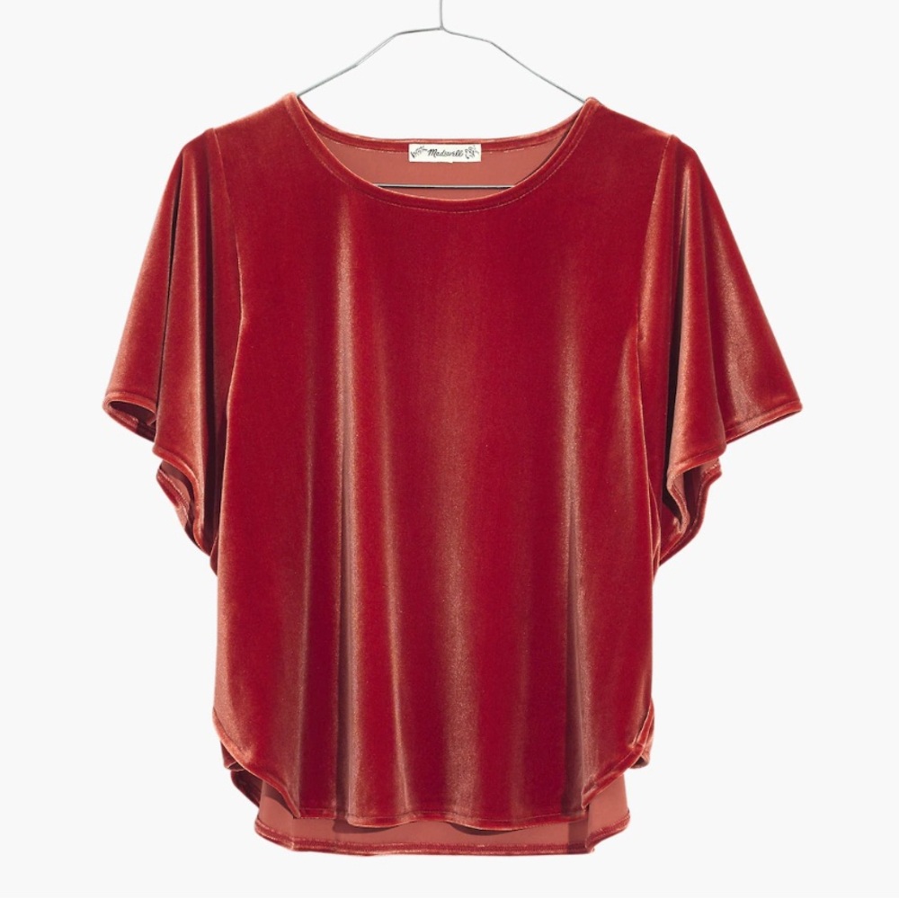 Madewell Velvet Butterfly Top Dark Cinnabar / Spiced Orange small